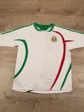 MEXICO 2008 2009 AWAY FOOTBALL SHIRT SOCCER JERSEY MENS LARGE WHITE 3/4 SLEEVE